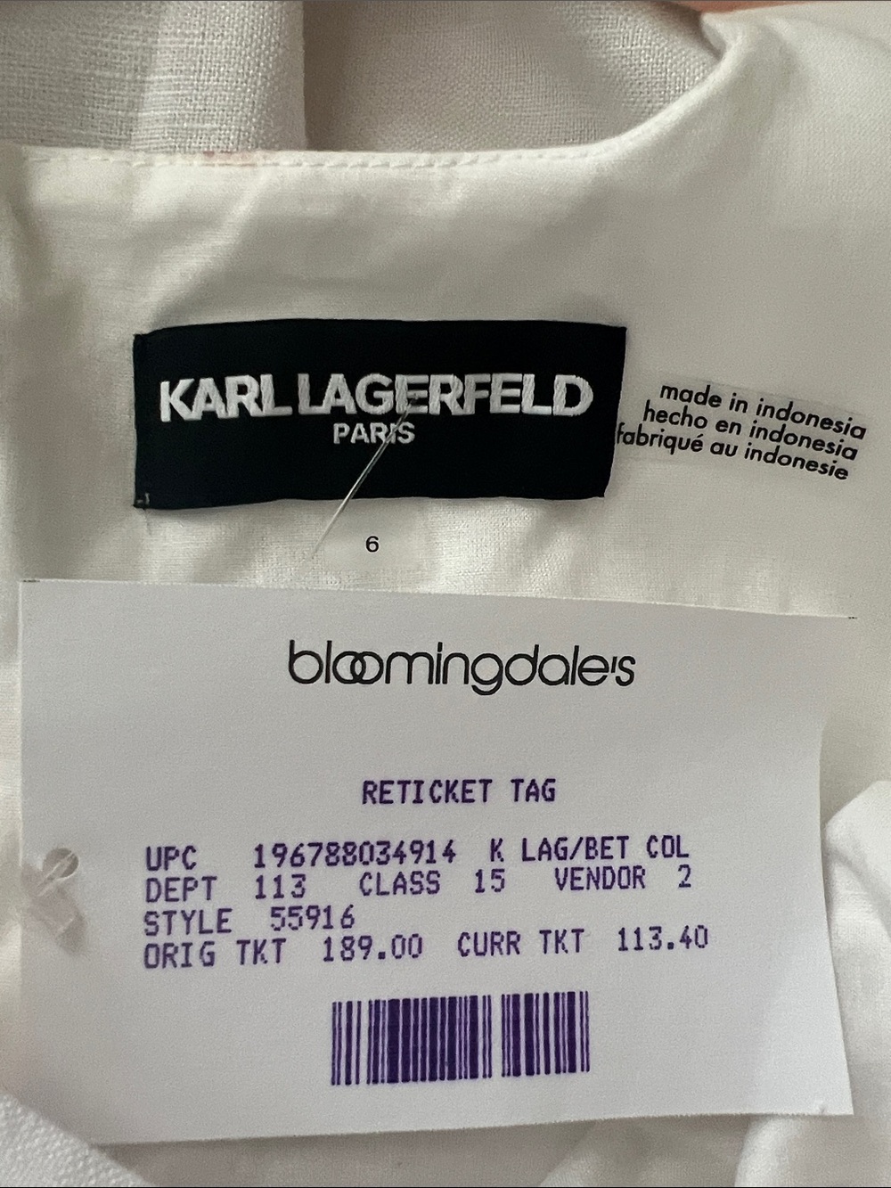 Karl Lagerfeld Paris Beaded Floral Linen Blend Belted Midi Dress Size 6 - Picture 8 of 12